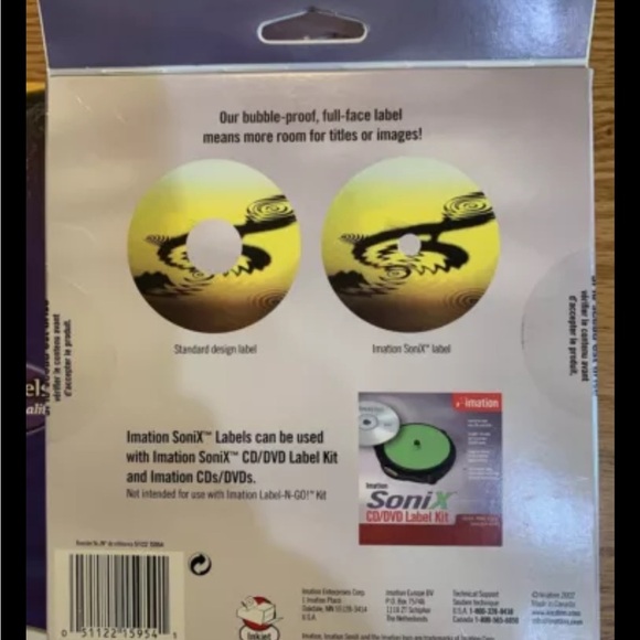 Lot- Imation SONIX Kit CD & DVD Label Maker Kit System Extra Refill Label Packs - Picture 5 of 9